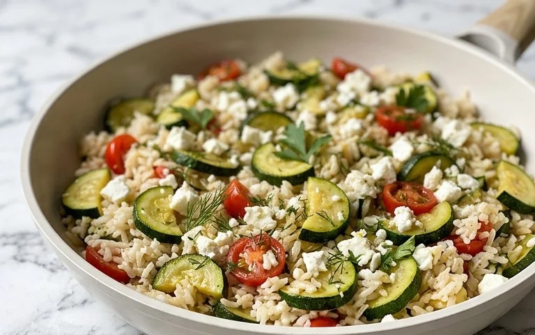 Zucchini-Reis-Pfanne mit Feta