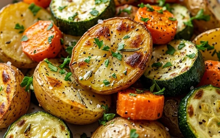 Garlic Herb Roasted Potatoes Carrots and Zucchini