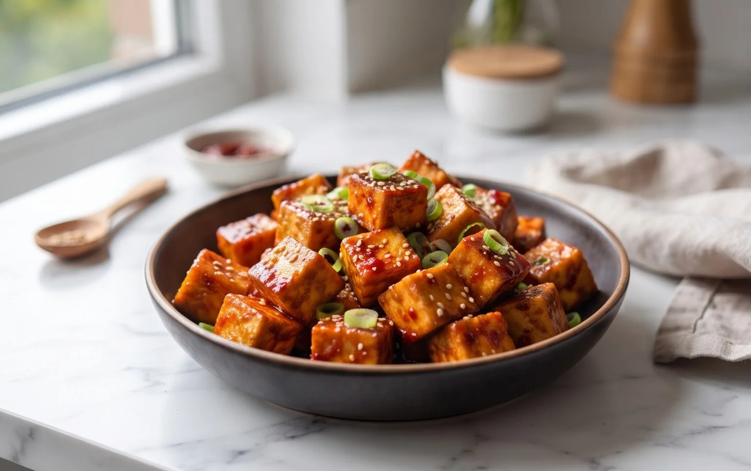 Crispy Gochujang Korean Tofu
