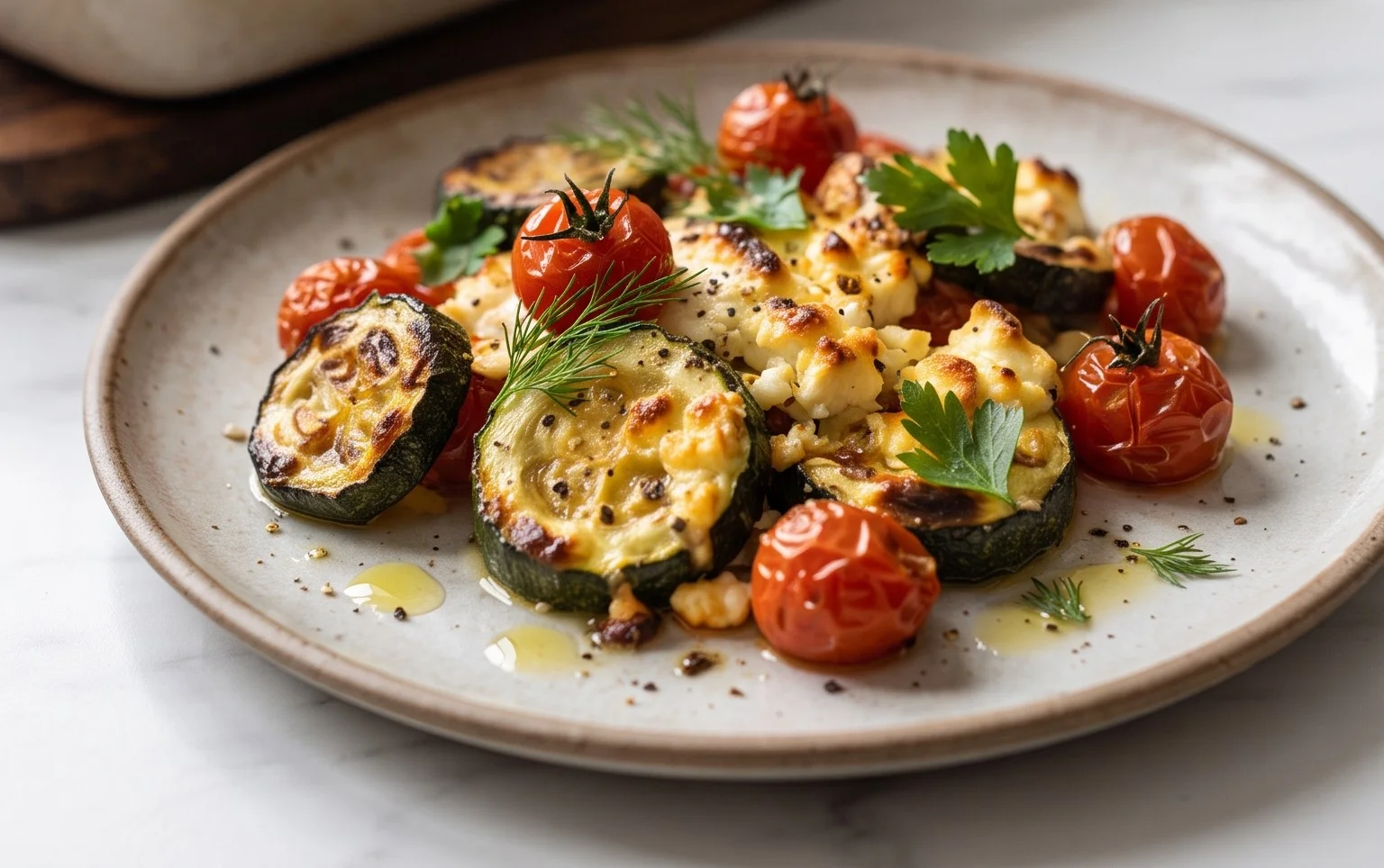 Courgettes feta au four