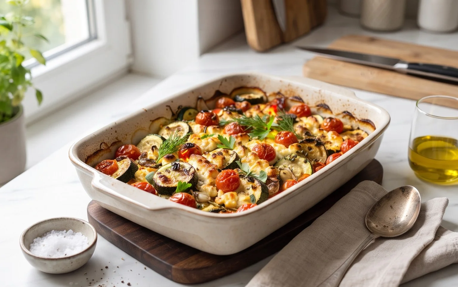 Courgettes feta au four