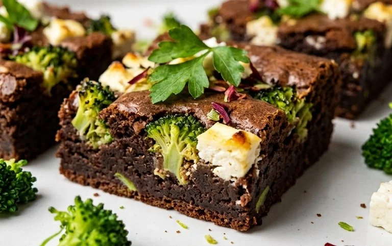 Broccoli and Feta Brownies