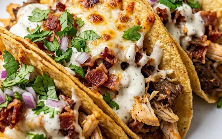 Baked Chicken Beef Bacon Ranch Tacos