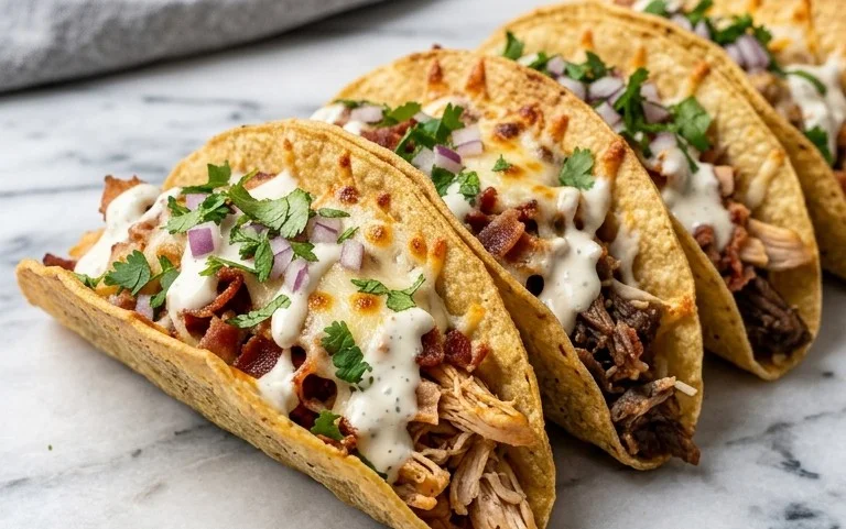 Baked Chicken Beef Bacon Ranch Tacos