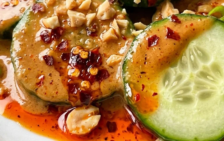 Cucumbers in Spicy Peanut Sauce