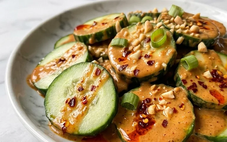 Cucumbers in Spicy Peanut Sauce