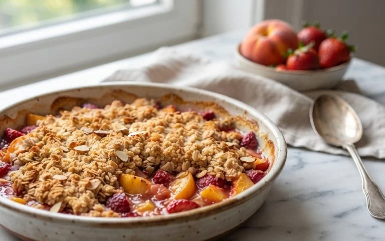 Peach & Strawberry Crisp