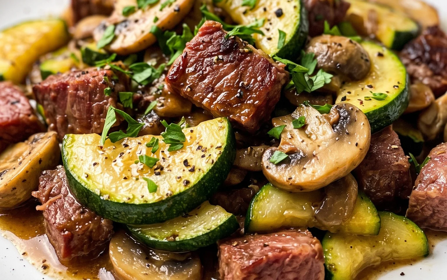 Zucchini-Cbeef hampignonpfanne