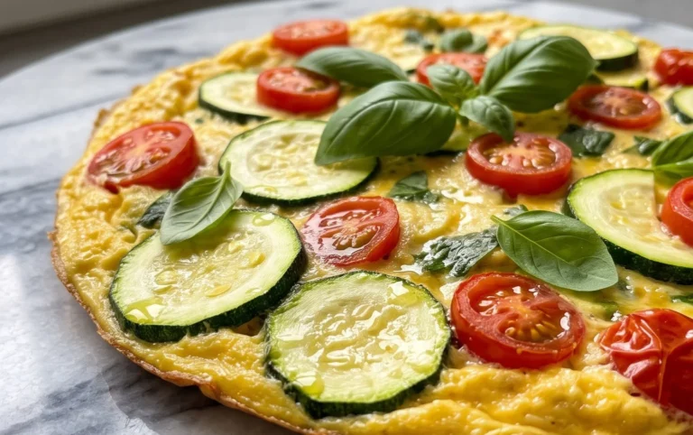 Zucchini-Omelett mit Tomaten und Basilikum
