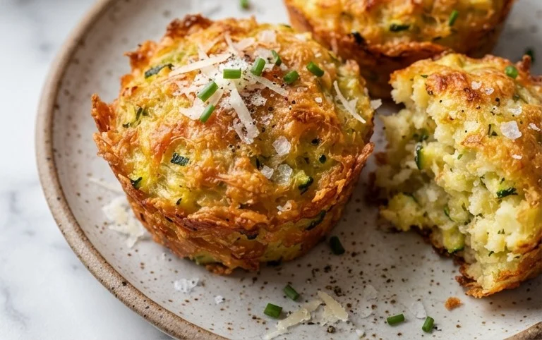Crispy Parmesan Zucchini Potato Muffins