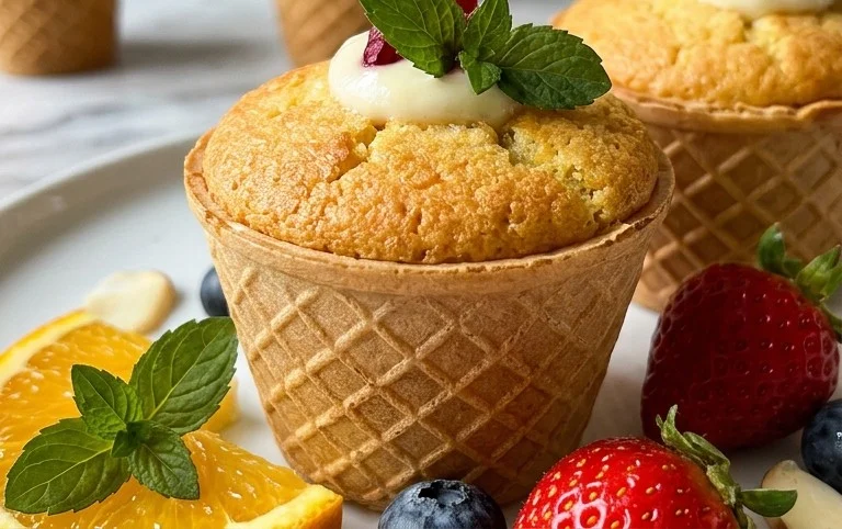 Kuchen im Waffelbecher