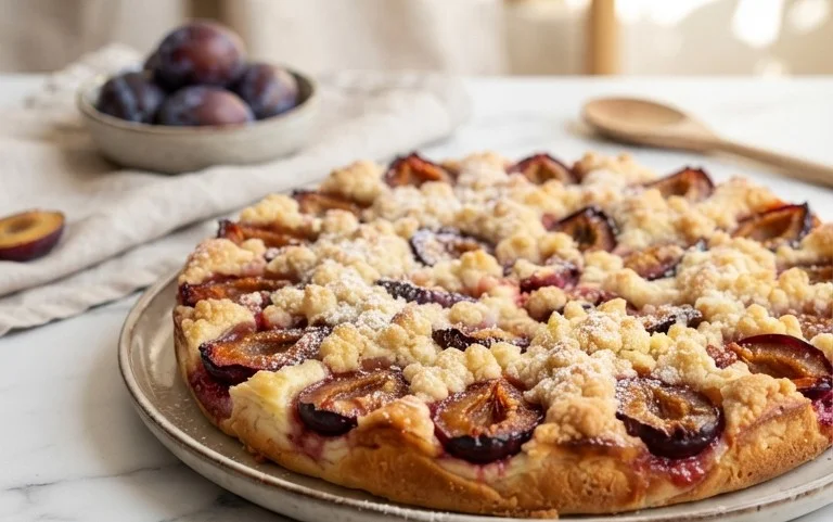 Zwetschgenkuchen mit Quark und Streuseln: Hallo Spätsommer