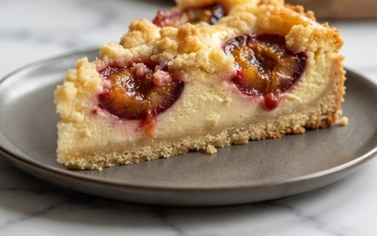 Zwetschgen-Käsekuchen - mit Mürbeteigboden & Streusel
