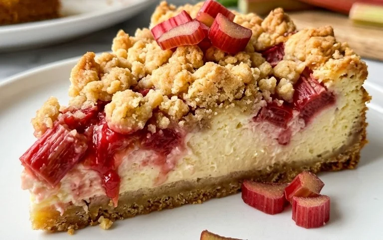 Rhabarber Käsekuchen mit Streuseln